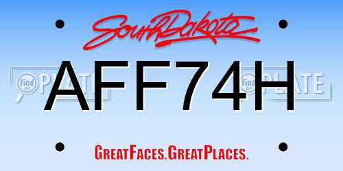 AFF74H South Dakota License Plate