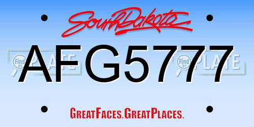 AFG5777 South Dakota License Plate