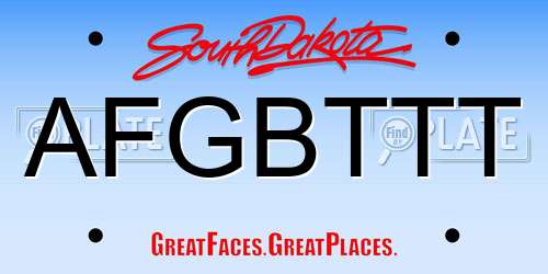 AFGBTTT South Dakota License Plate