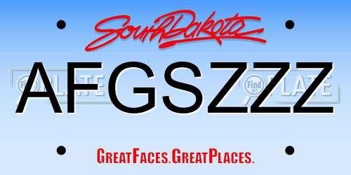 AFGSZZZ South Dakota License Plate