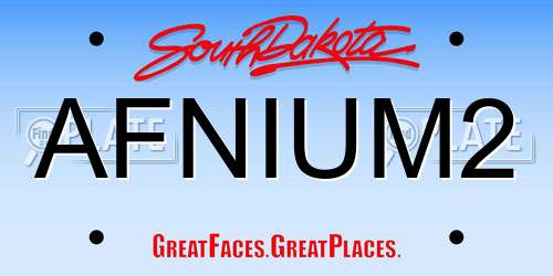 AFNIUM2 South Dakota License Plate