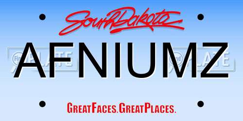 AFNIUMZ South Dakota License Plate