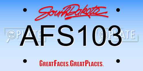 AFS103 South Dakota License Plate