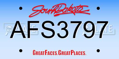AFS3797 South Dakota License Plate