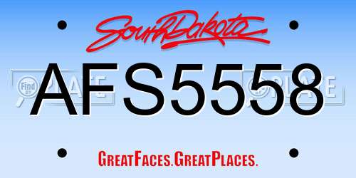 AFS5558 South Dakota License Plate