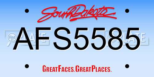 AFS5585 South Dakota License Plate