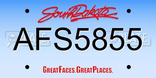 AFS5855 South Dakota License Plate
