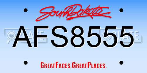 AFS8555 South Dakota License Plate