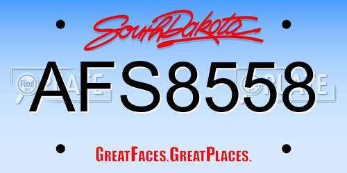 AFS8558 South Dakota License Plate