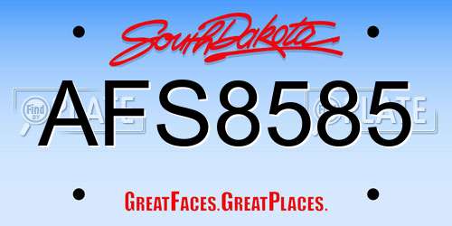 AFS8585 South Dakota License Plate