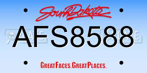 AFS8588 South Dakota License Plate
