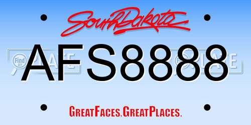 AFS8888 South Dakota License Plate