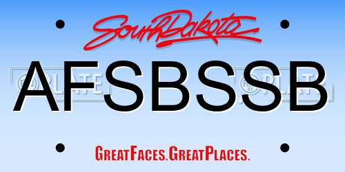 AFSBSSB South Dakota License Plate