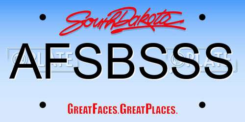 AFSBSSS South Dakota License Plate