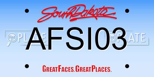 AFSI03 South Dakota License Plate