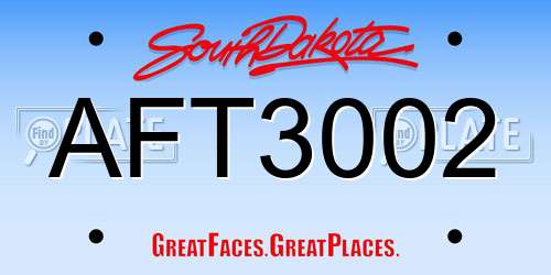 AFT3002 South Dakota License Plate