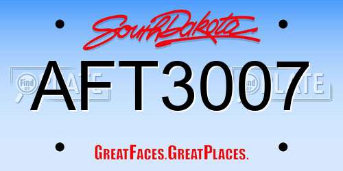 AFT3007 South Dakota License Plate