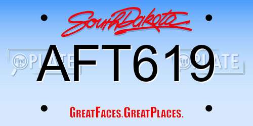 AFT619 South Dakota License Plate