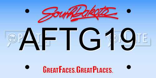 AFTG19 South Dakota License Plate