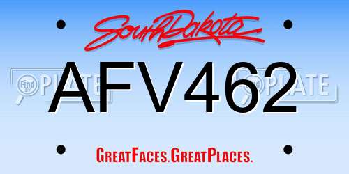 AFV462 South Dakota License Plate
