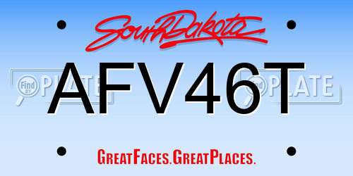 AFV46T South Dakota License Plate