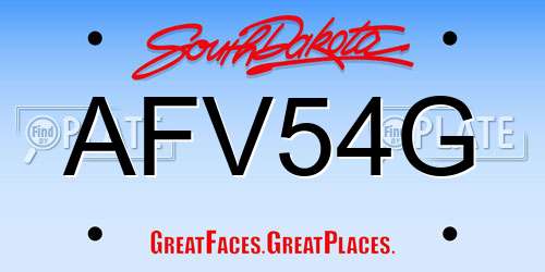 AFV54G South Dakota License Plate