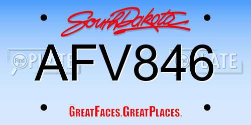 AFV846 South Dakota License Plate