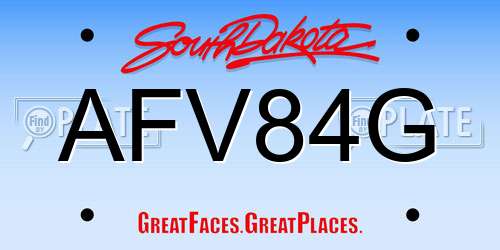 AFV84G South Dakota License Plate