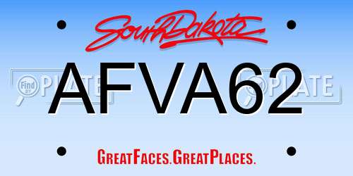 AFVA62 South Dakota License Plate