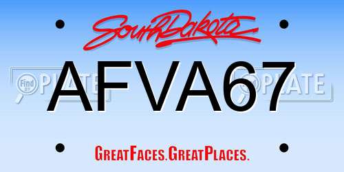 AFVA67 South Dakota License Plate