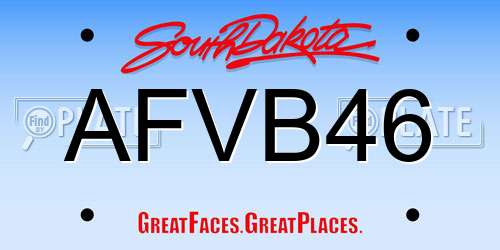 AFVB46 South Dakota License Plate