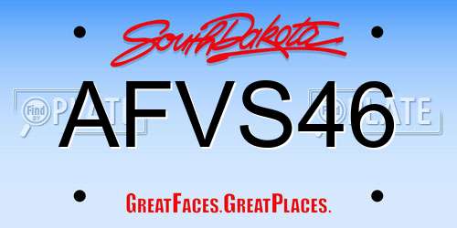 AFVS46 South Dakota License Plate