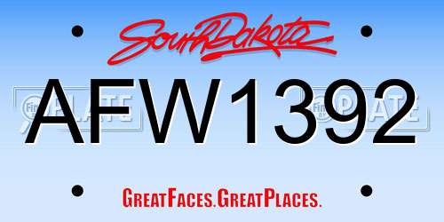 AFW1392 South Dakota License Plate