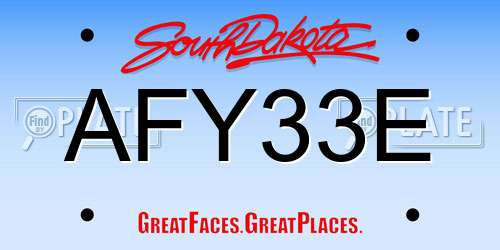 AFY33E South Dakota License Plate