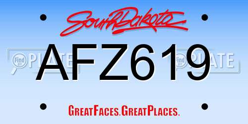 AFZ619 South Dakota License Plate