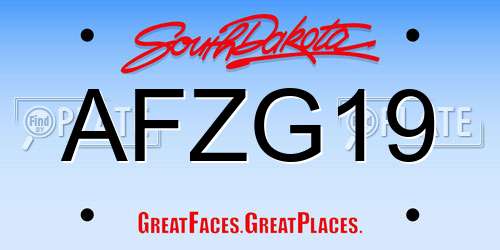 AFZG19 South Dakota License Plate