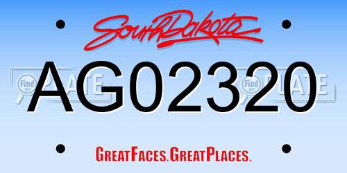 AG02320 South Dakota License Plate