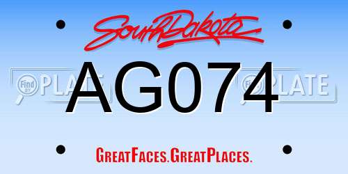 AG074 South Dakota License Plate