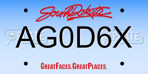 AG0D6X South Dakota License Plate