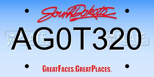 AG0T320 South Dakota License Plate