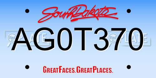 AG0T370 South Dakota License Plate