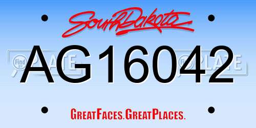 AG16042 South Dakota License Plate
