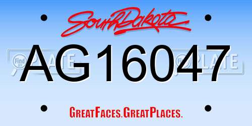AG16047 South Dakota License Plate