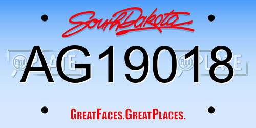 AG19018 South Dakota License Plate