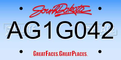 AG1G042 South Dakota License Plate