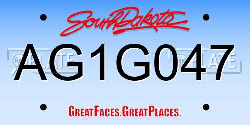AG1G047 South Dakota License Plate