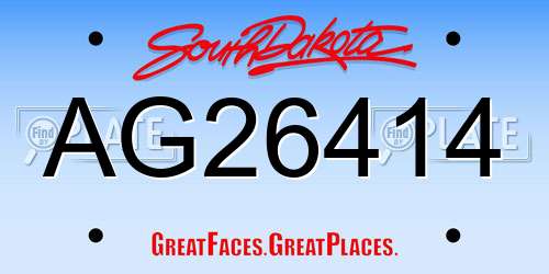AG26414 South Dakota License Plate