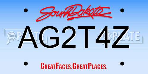 AG2T4Z South Dakota License Plate