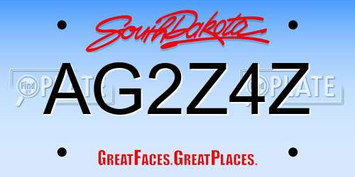 AG2Z4Z South Dakota License Plate