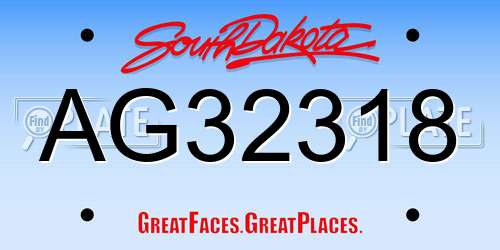 AG32318 South Dakota License Plate